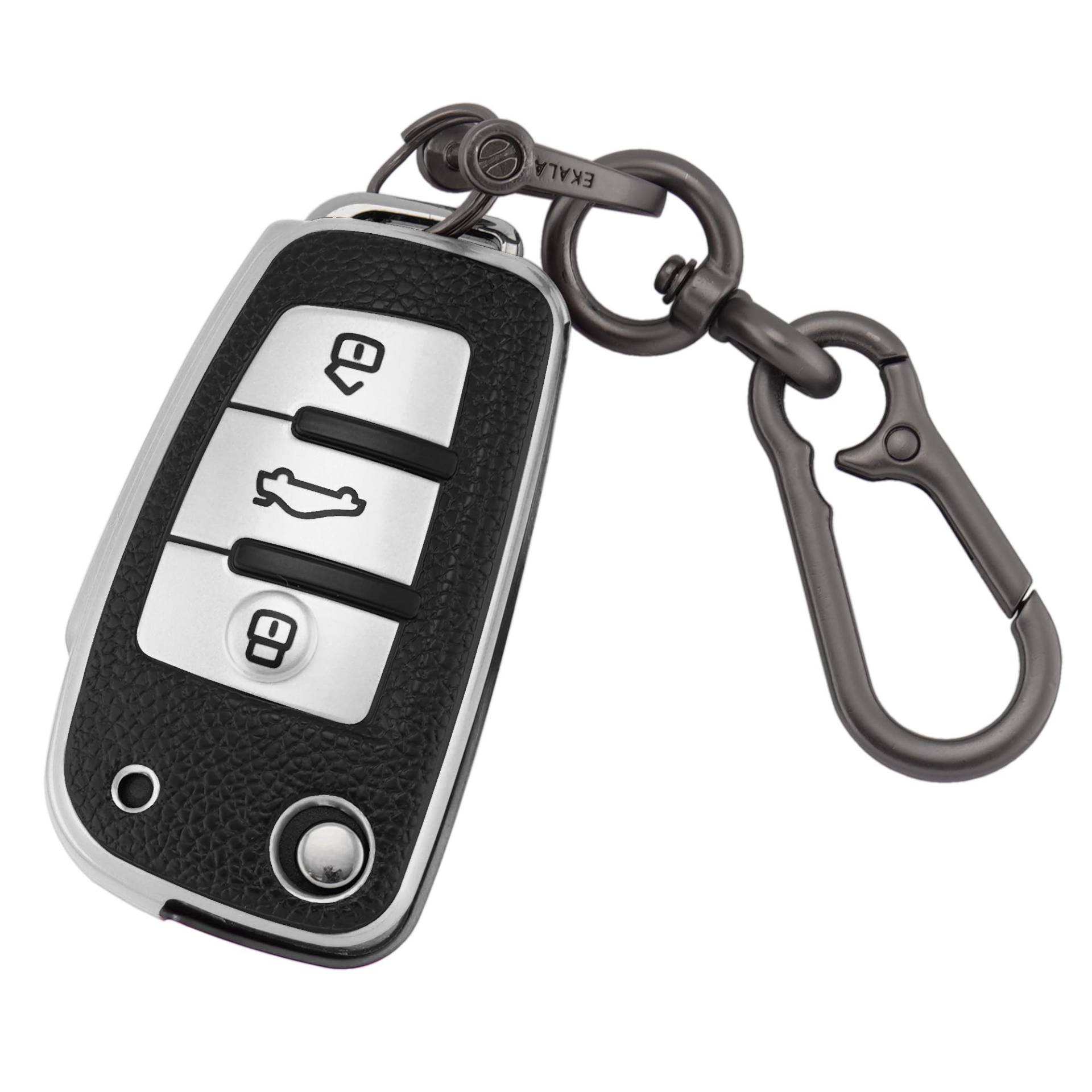 ERMWALR Autoschlüssel-Vollhülle für Audi mit Schlüsselanhänger, 3 Tasten, Schlüsselhülle aus Leder und TPU, passend für Audi A1, A3, A4, A6, A8, Q3, Q7, S3, S6, RS3, RS6, R8, TT, TTS (PW-Ad-3-S) von ERMWALR