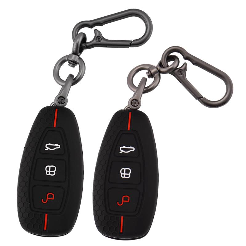 ERMWALR 2 Stück Autoschlüsselhülle kompatibel mit Ford 3-Tasten-Fiesta Focus C-Max Galaxy B-Max Grand C-Max Kuga Mondeo S-Max Smart Auto-Fernbedienungs-Schlüsselanhänger-Hülle (Frd-3-BB) von ERMWALR
