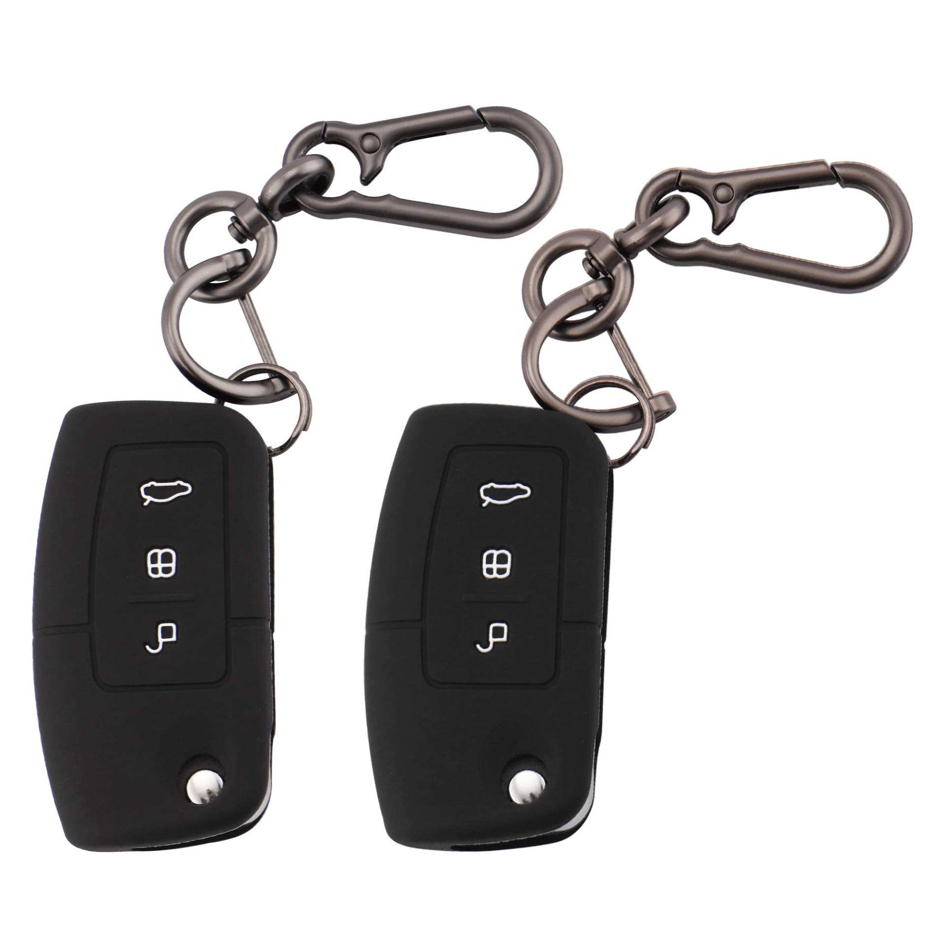 ERMWALR 2 Stück Autoschlüsselhüllen, Schlüsselanhänger, kompatibel mit Ford 3-Tasten, Focus, Fiesta, Galaxy, Kuga, C-Max, S-Max, Mondeo, MK4, klappbarer Schlüsselanhänger (Frd-3F-BB) von ERMWALR