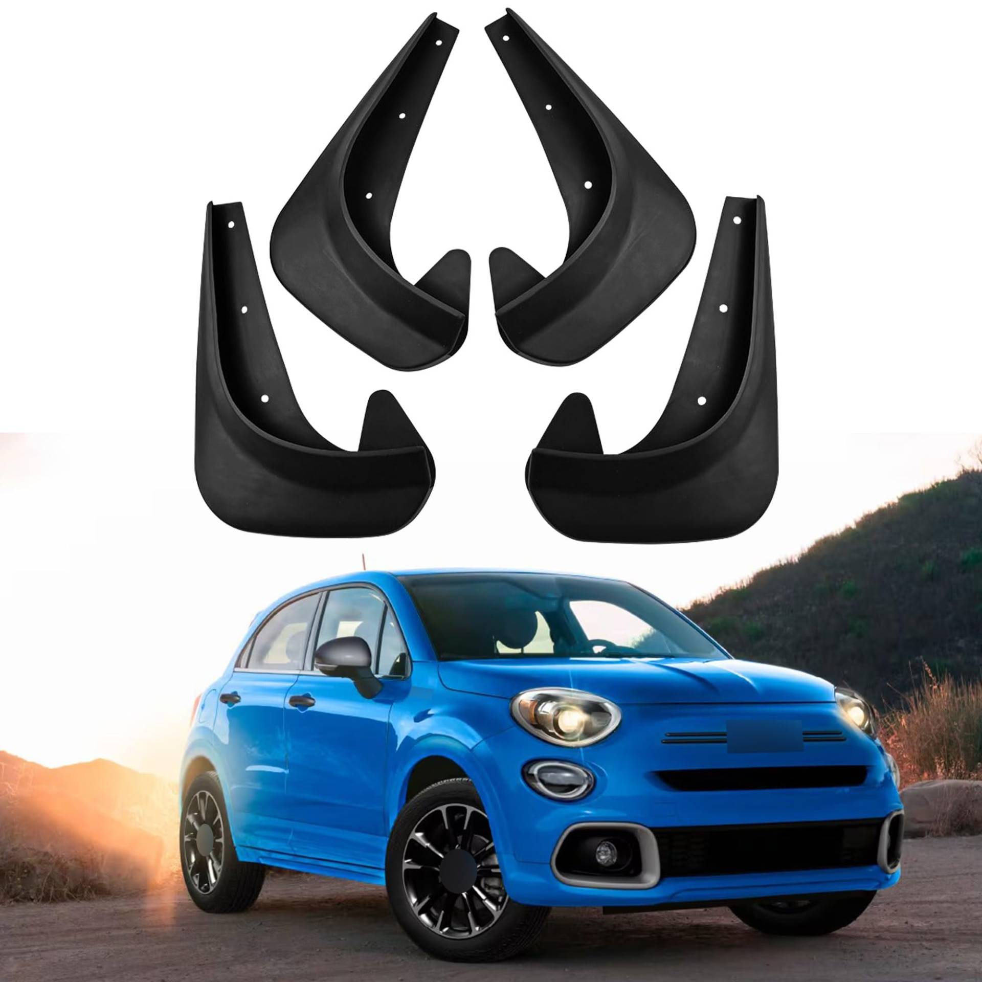 ERMWALR Für FIAT 500 500C 500X 4 Keine Löcher Autoschutzblech, hohe Zähigkeit Anti-Kratz-Material Anti-Schlamm Spritzwasser stoßfest und langlebig(Tgn 2RL 17-23) von ERMWALR