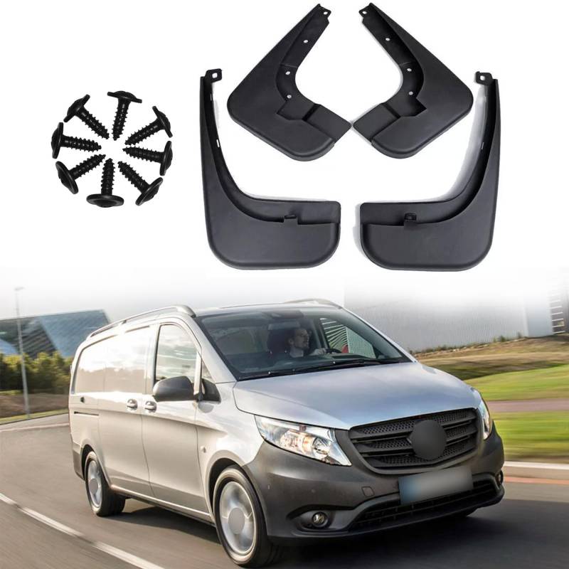 ERMWALR Für Mercedes-Benz Vito W447 2016-2022 Spezial-Kotflügel 4er Set No Drill Installation Design, Kotflügel Flexible PP Mud Splash Resistant Durable Impact Resistant Fit Body von ERMWALR