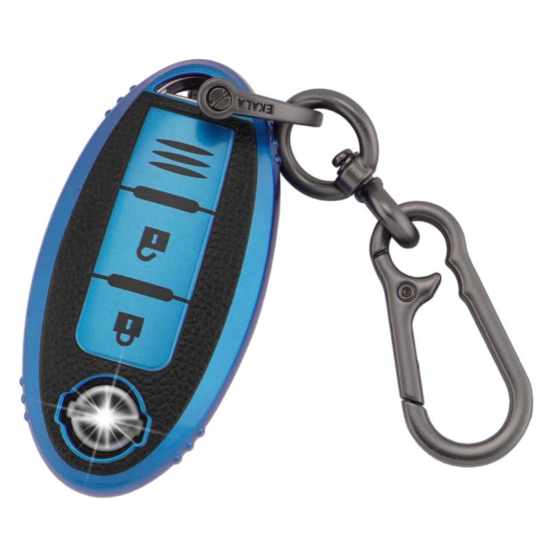 ERMWALR Schlüsselanhänger-Abdeckung für Nissan mit Schlüsselanhänger, passend für Nissan 350Z Qashqai X-Trail Tiida Micra Pathfinder Note Juke, 3-Tasten-Schlüsselanhänger-Hülle (PW-Nisn-3-E) von ERMWALR