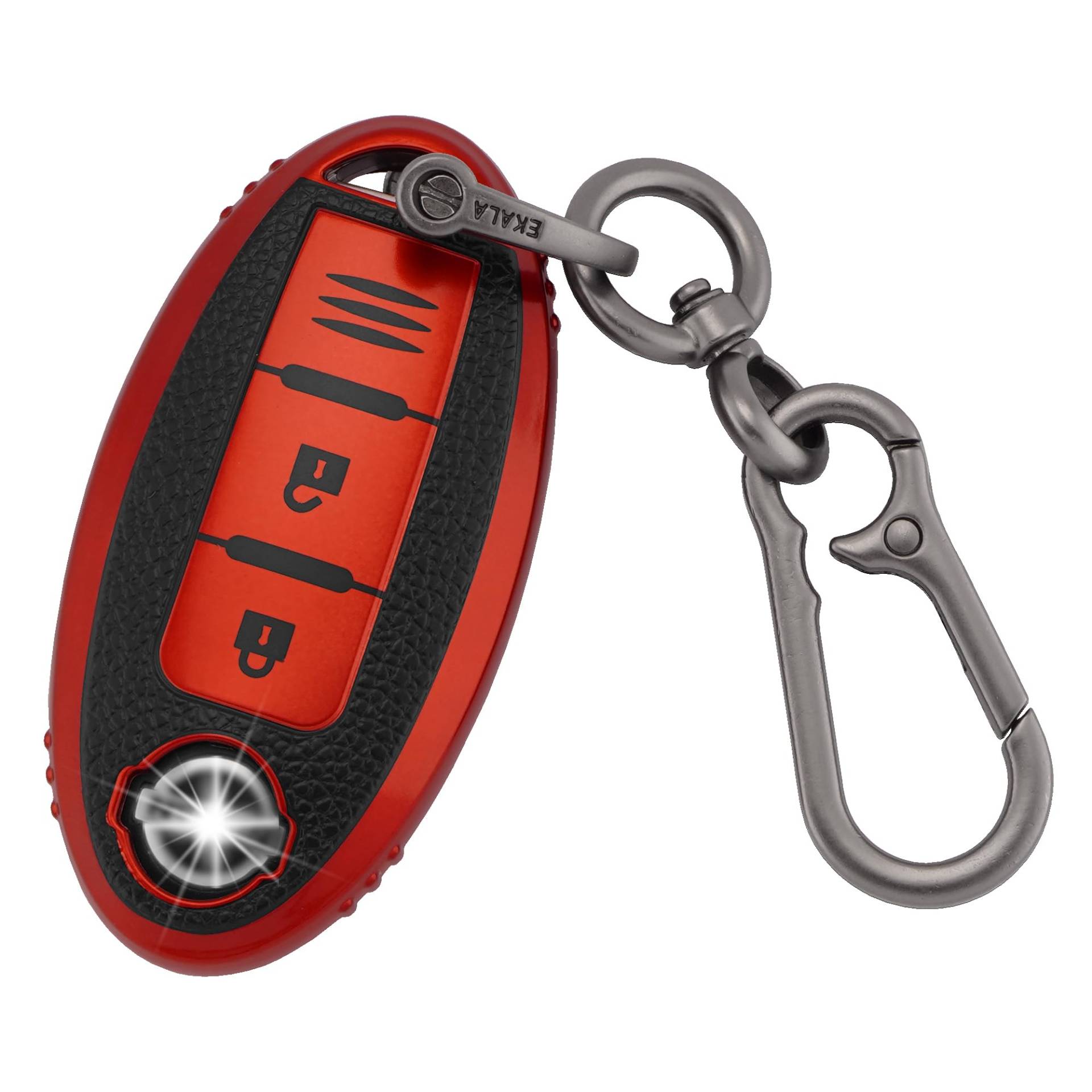 ERMWALR Schlüsselanhänger-Abdeckung für Nissan mit Schlüsselanhänger, passend für Nissan 350Z Qashqai X-Trail Tiida Micra Pathfinder Note Juke, 3-Tasten-Schlüsselanhänger-Hülle (PW-Nisn-3-R) von ERMWALR