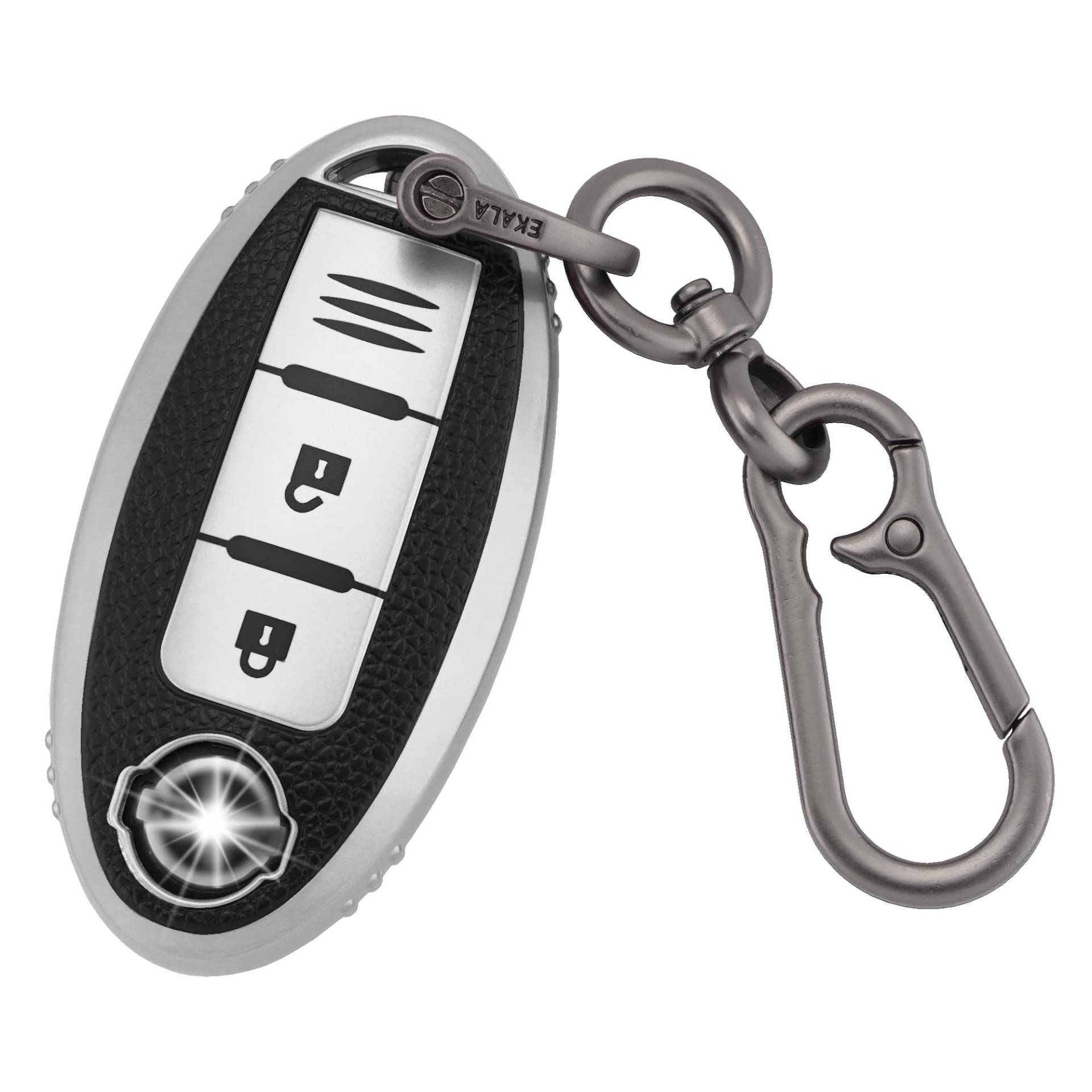 ERMWALR Schlüsselanhänger-Abdeckung für Nissan mit Schlüsselanhänger, passend für Nissan 350Z Qashqai X-Trail Tiida Micra Pathfinder Note Juke, 3-Tasten-Schlüsselanhänger-Hülle (PW-Nisn-3-S) von ERMWALR