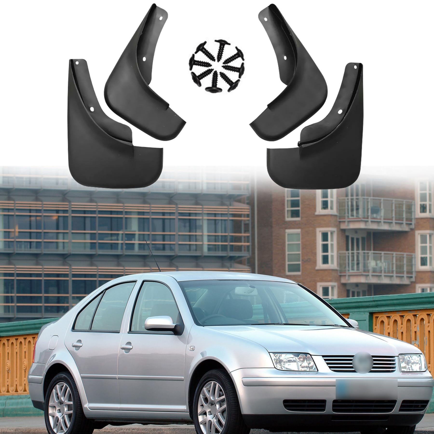 ERMWALR für VW Bora 2003-2008 Schmutzfänger-Set von 4 Keine Bohrung erforderlich Auto Fender Flexible PP Schlammklappe Spritzschutz (Vlw Bra 03-08) von ERMWALR