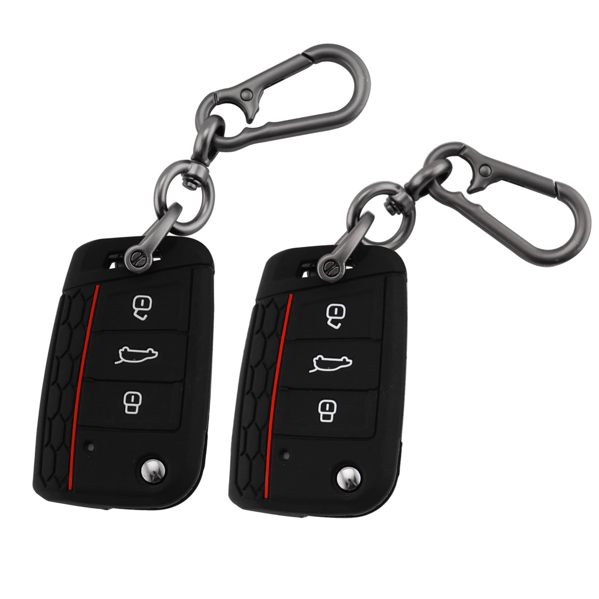 ERMWALR für VW-Schlüsselanhänger-Abdeckung mit Schlüsselanhänger, 3 Tasten, Silikon-Schlüsselgehäuse, passend für Volkswagen Golf 7 Polo MK6 Jetta Tiguan Skoda Seat Leon Ibiza, 2 Stück (Vlw-3B-BB) von ERMWALR