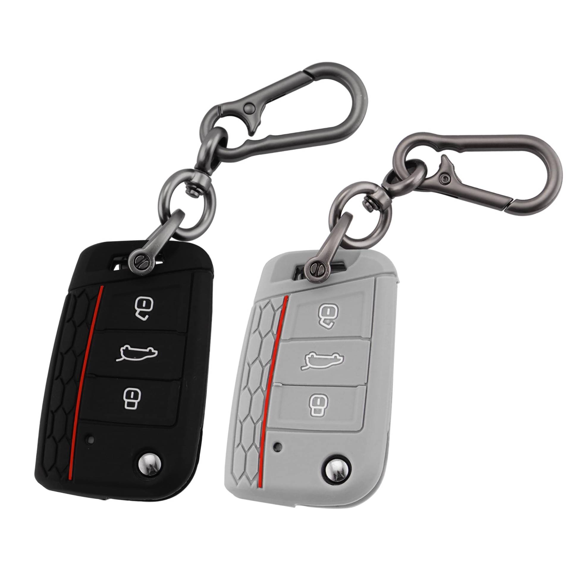 ERMWALR für VW-Schlüsselanhänger-Abdeckung mit Schlüsselanhänger, 3 Tasten, Silikon-Schlüsselgehäuse, passend für Volkswagen Golf 7 Polo MK6 Jetta Tiguan Skoda Seat Leon Ibiza, 2 Stück (Vlw-3B-BG) von ERMWALR