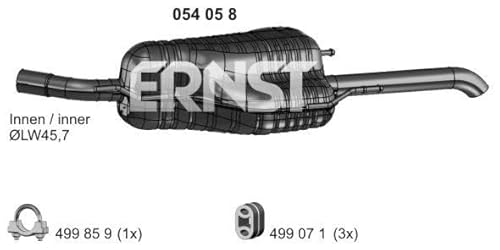 Endschalldämpfer, Auspuffanlage Auspuff Endtopf Original Ernst (054058) 880 mm von ERNST