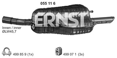 Ernst Endschalldämpfer [Hersteller-Nr. 055116] für Opel von ERNST