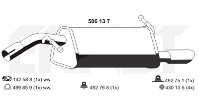 Ernst Endschalldämpfer [Hersteller-Nr. 506137] für Peugeot von ERNST