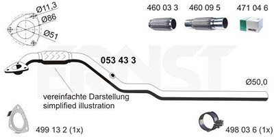Ernst Abgasrohr [Hersteller-Nr. 053433] für Opel von ERNST