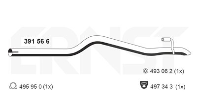 Ernst Abgasrohr [Hersteller-Nr. 391566] für Mercedes-Benz, VW von ERNST