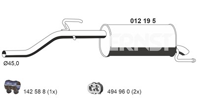 Ernst Endschalldämpfer [Hersteller-Nr. 012195] für Opel von ERNST
