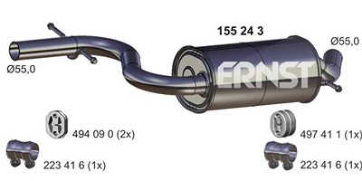 Ernst Mittelschalldämpfer [Hersteller-Nr. 155243] für Audi, Seat, VW von ERNST