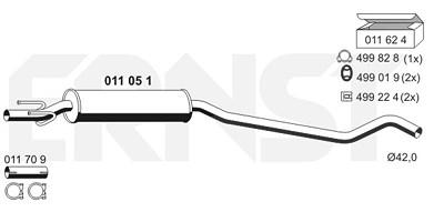 Ernst Mittelschalldämpfer [Hersteller-Nr. 011051] für Opel von ERNST