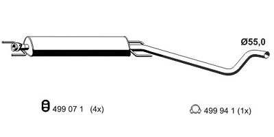 Ernst Mittelschalldämpfer [Hersteller-Nr. 055048] für Opel von ERNST