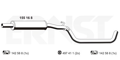 Ernst Mittelschalldämpfer [Hersteller-Nr. 155168] für VW von ERNST