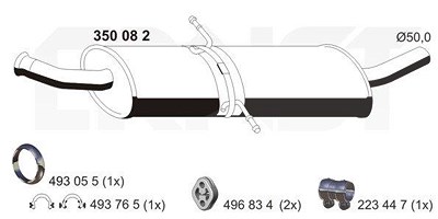 Ernst Mittelschalldämpfer [Hersteller-Nr. 350082] für Mercedes-Benz von ERNST