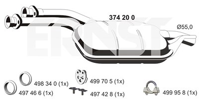 Ernst Mittelschalldämpfer [Hersteller-Nr. 374200] für Mercedes-Benz von ERNST