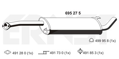 Ernst Mittelschalldämpfer [Hersteller-Nr. 695275] für Nissan von ERNST