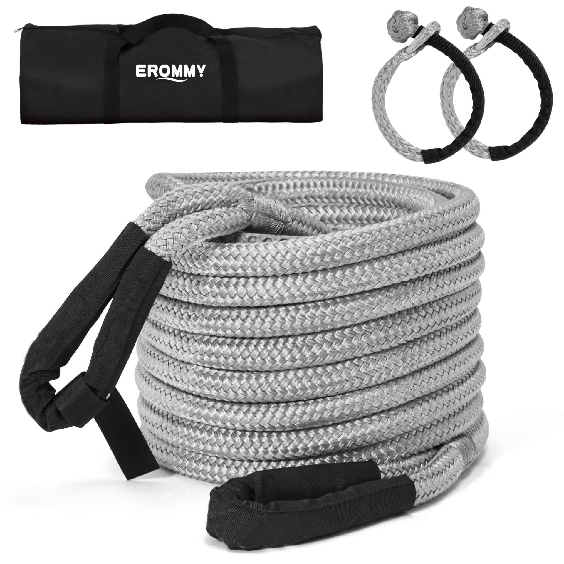EROMMY Abschleppseil Pkw 2,2CM x 6M,Bruchlast 11.2T mit 2 Softschäkel und Tragetasche,100% Nylon N66 mit 12 Litzen,für LKW Jeep ATV UTV Traktor Straßenrettung(Grau EROMMY Abschleppseil Pkw 2,2CM x 6M,Bruchlast 11.2T mit 2 Softschäkel und Tragetasche,100% Nylon N66 mit 12 Litzen,für LKW Jeep ATV UTV Traktor Straßenrettung(Grau von EROMMY