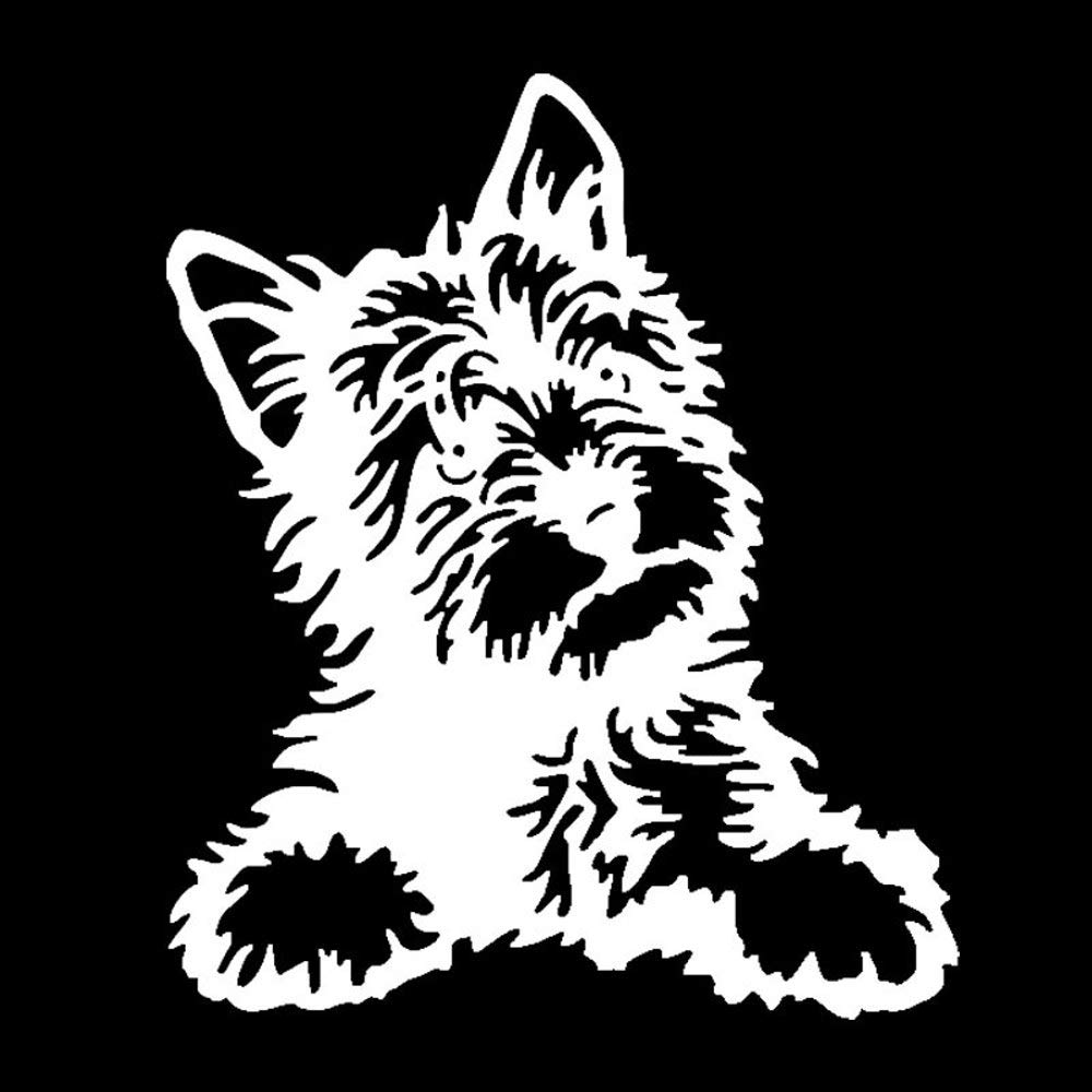 EROSPA® Aufkleber/Sticker KFZ Auto Motorrad - Niedlicher Hund Hündchen Dog - Car-Sticker (Weiß) von EROSPA