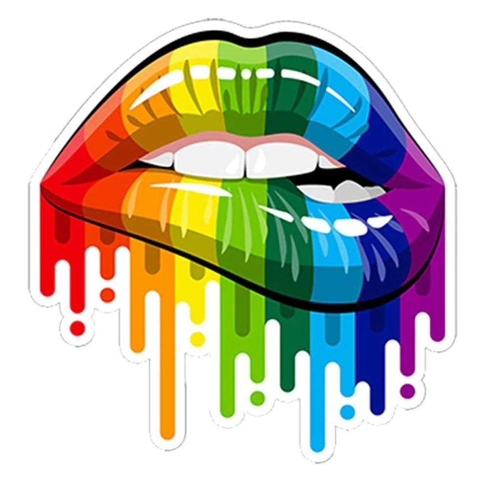 EROSPA® Auto-Aufkleber - Mund/Lippen - Rainbow/Regenbogen - Car-Sticker - Gay Pride LGBT von EROSPA