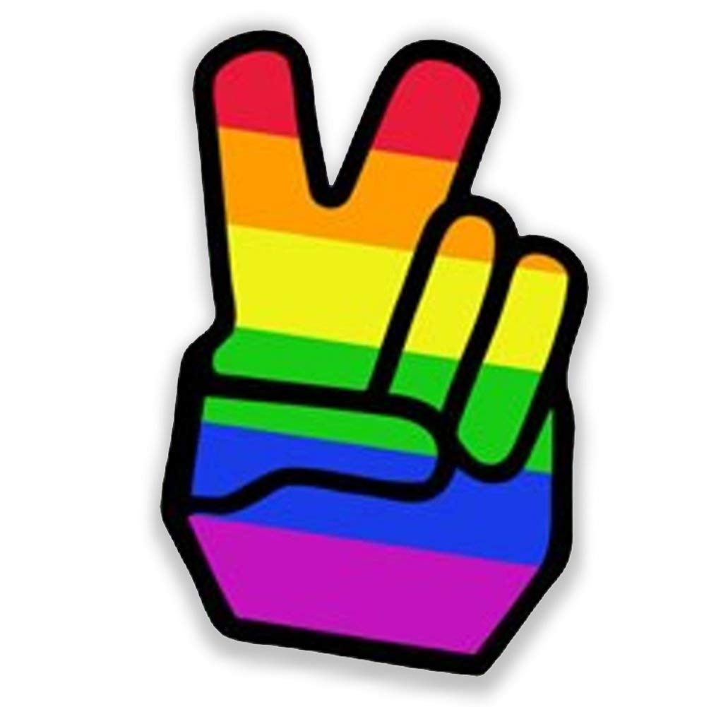 EROSPA® Auto-Aufkleber - Victory-Zeichen Friedens-Zeichen Peace - Hand-Zeichen - Rainbow Regenbogen - Car-Sticker - Gay Pride LGBT von EROSPA