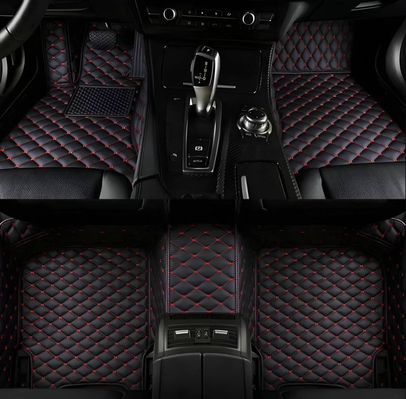 Auto-Fußmatten für Alfa Romeo Stelvio 2017-2021, rutschfeste Leder-Fußmatten, Auto-Innenausstattung., Black A von ERQIAN