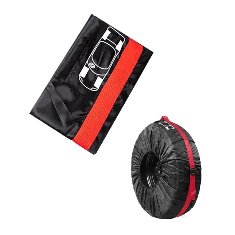 Auto-Ersatzreifenabdeckung, Nylon, Aufbewahrungstaschen, Fahrzeugreifen, wasserdicht, staubdicht, Styling-Zubehör (rot, 33–45,7 cm) von ERQIAO