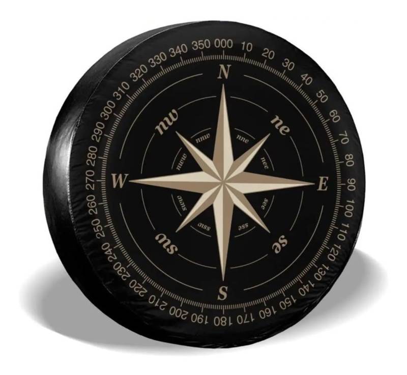 Compass Rose schwarze Ersatzreifenabdeckung, UV-Sonnenradabdeckungen, passend für Anhänger, Wohnmobil, SUV und viele Fahrzeuge, 35,6 cm, 40,6 cm von ERQIAO
