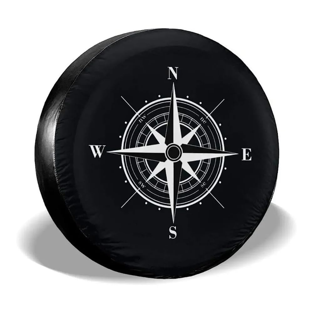 Ersatzreifenabdeckung, Kompass, Windrose für Jeep, Anhänger, Wohnmobil, LKW, 35,6 cm, 40,6 cm, 43,2 cm, Sonnenschutz, staubdichte Radabdeckung (38,1 cm) von ERQIAO