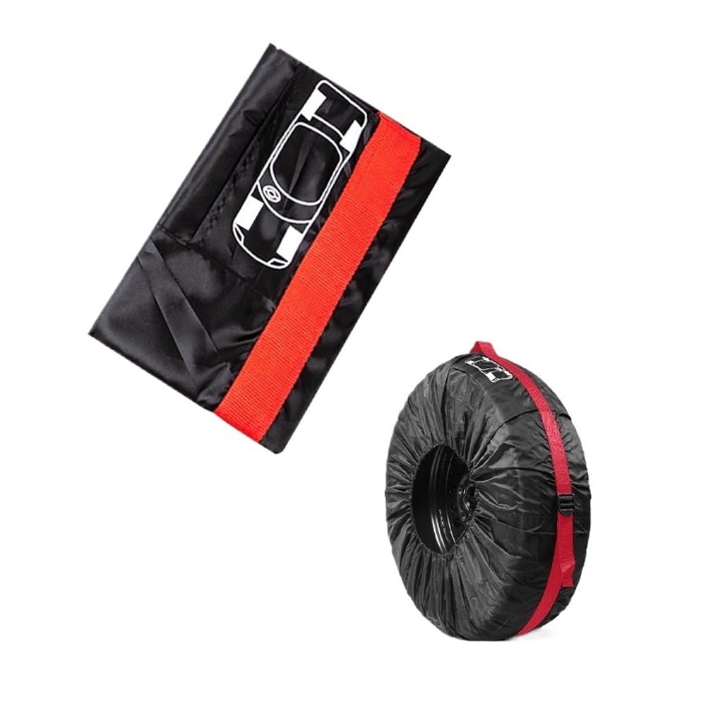 Universal-Ersatzreifenabdeckung, Polyester, Aufbewahrungstasche für Autoreifen, Autoreifenzubehör, Auto-Fahrzeug-Radschutz (Rot, S) von ERQIAO