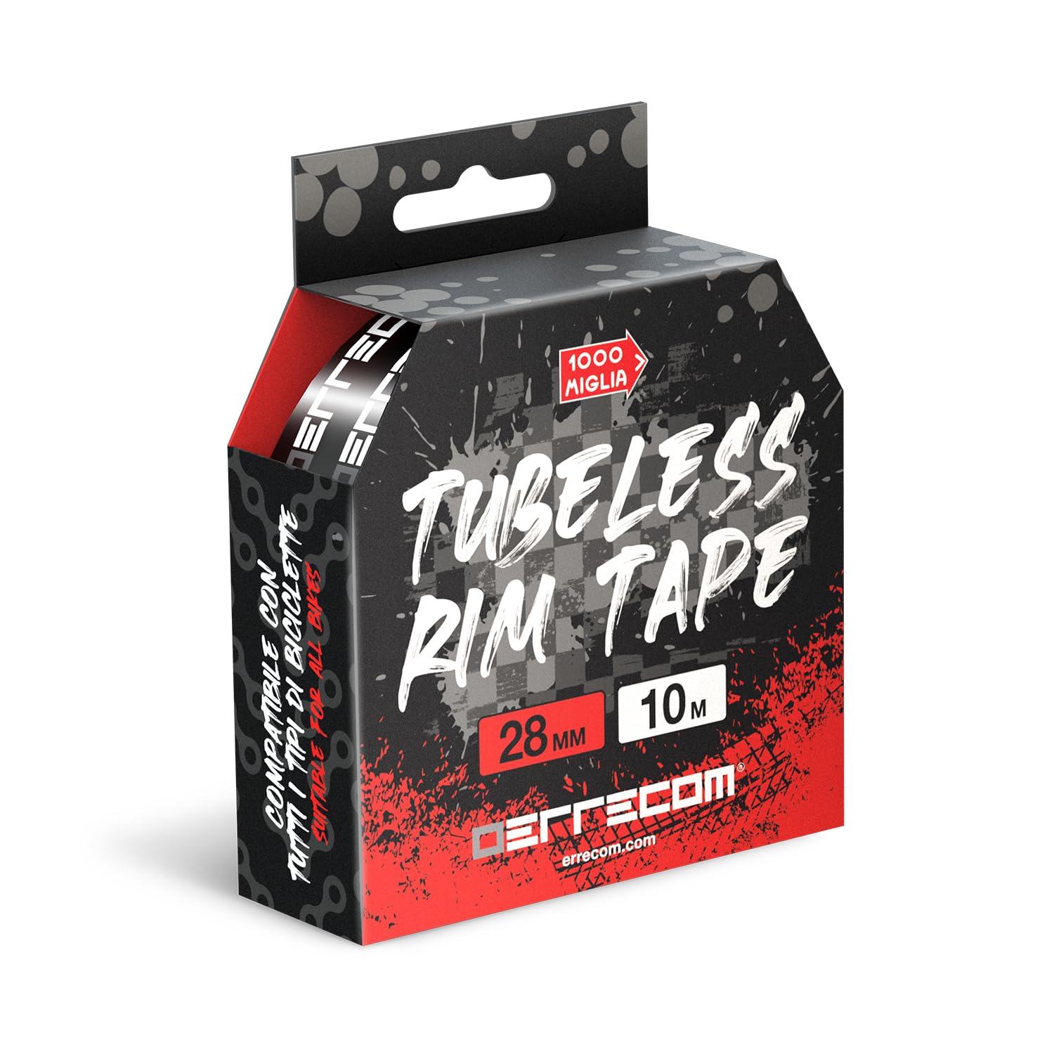 Errecom 1000 Miglia Tubeless Rim Tape 10 Meter x 28 mm, Dichtungsband für die Umwandlung von Fahrradfelgen mit Schlauchreifen in schlauchlose Reifen, extrem stark, enthält 4 Klebesiegel Errecom 1000 Miglia Tubeless Rim Tape 10 Meter x 28 mm, Dichtungsband für die Umwandlung von Fahrradfelgen mit Schlauchreifen in schlauchlose Reifen, extrem stark, enthält 4 Klebesiegel von ERRECOM