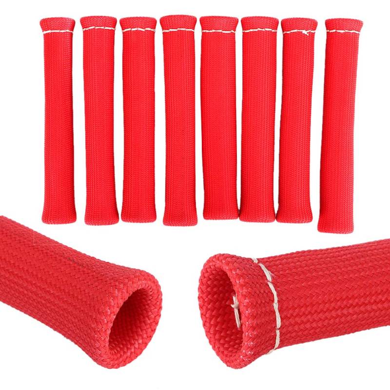 8pcs 1600 Grad Fiberglas -Zündkerzenstiefel -Protektor, Doppelschicht -Wärmeschildabdeckungsisolator für Autowagen mit Hochtemperaturfest von ERYUE