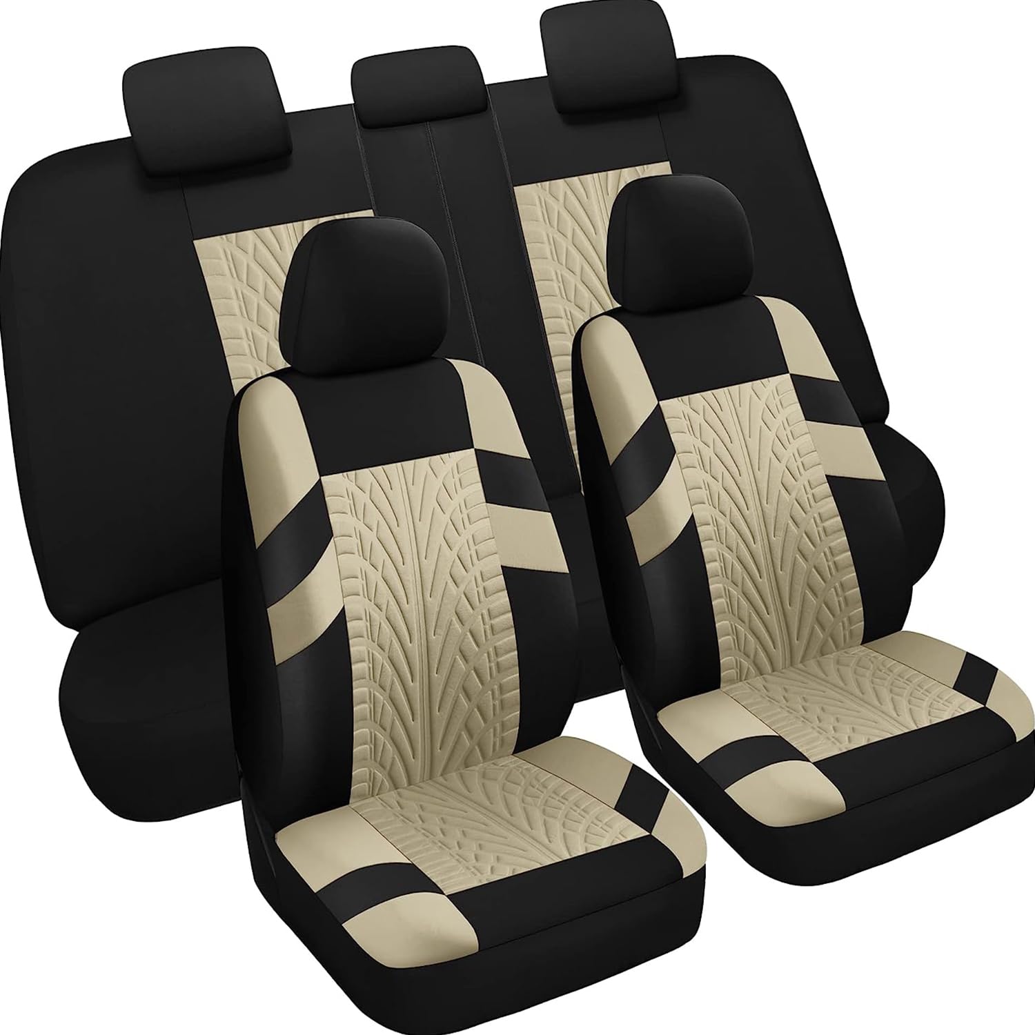 ESHALS Auto-Sitzbezug für FIAT Panda II MK3 / Mk4 (Type 169 319) 2003-2014 2015 2016 2017 2018 2019 2020, 9-teiliges Set Sitzbezug Komplett-Set, PKW-Sitzbezüge, Sitzschoner,Beige von ESHALS