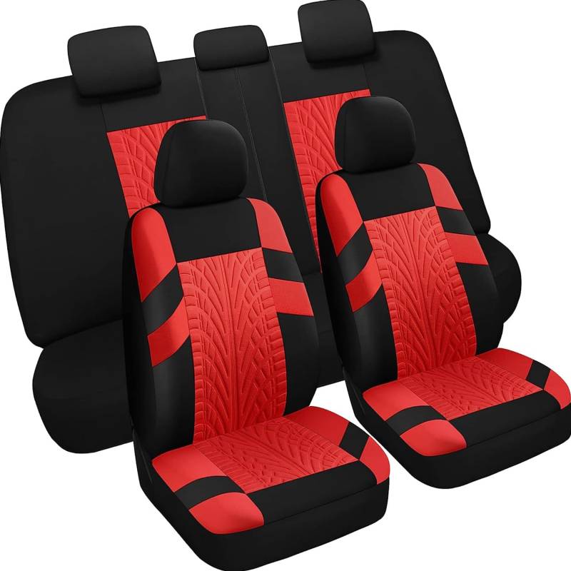 ESHALS Auto-Sitzbezug für FIAT Panda II MK3 / Mk4 (Type 169 319) 2003-2014 2015 2016 2017 2018 2019 2020, 9-teiliges Set Sitzbezug Komplett-Set, PKW-Sitzbezüge, Sitzschoner,Red von ESHALS
