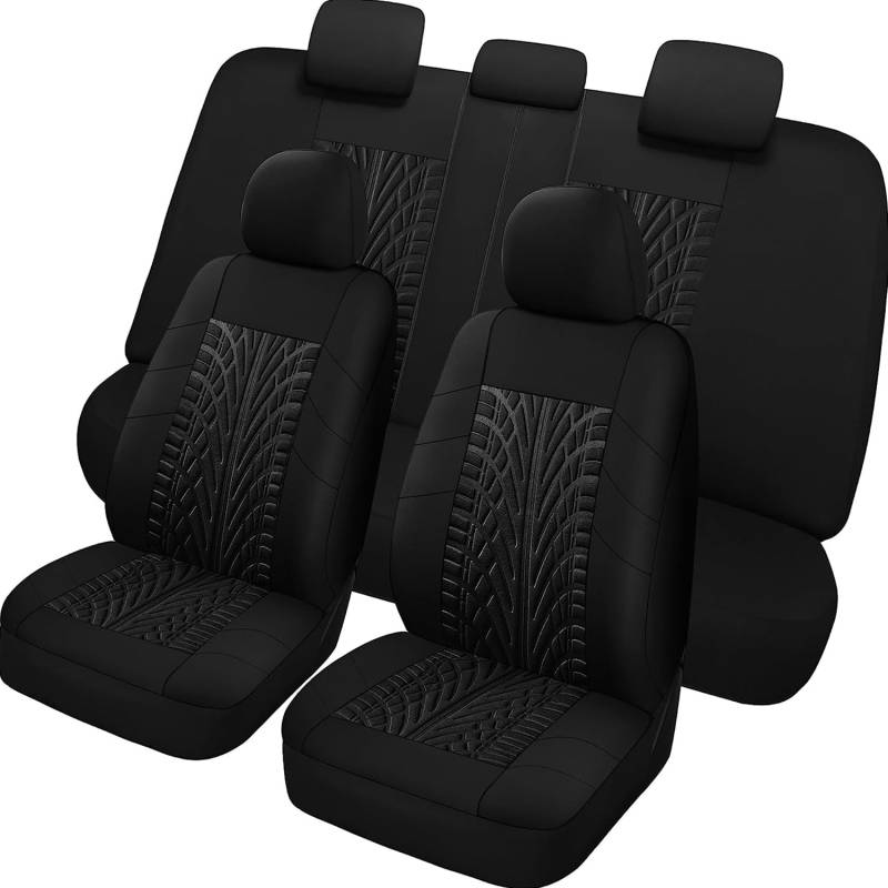 ESHALS Auto-Sitzbezug für Mercedes Benz/AMG CLA Sedan C118 C117 CLA 35 / CLA 45 45S /CLA200 / CLA220d / CLA250, 9-teiliges Set Sitzbezug Komplett-Set, PKW-Sitzbezüge, Sitzschoner,Black von ESHALS