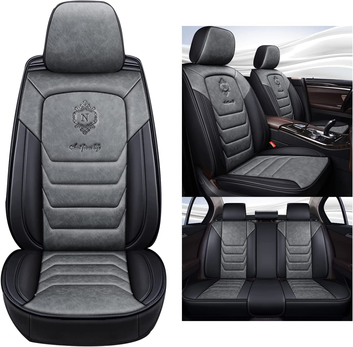 ESMOPA Autositzbezüge Universal-Set für Mercedes-Benz M-Class ML 350 W164 ML 420 W164 ML 550 W164 ML 280 W164 Seat Protector:dunkelgrau von ESMOPA