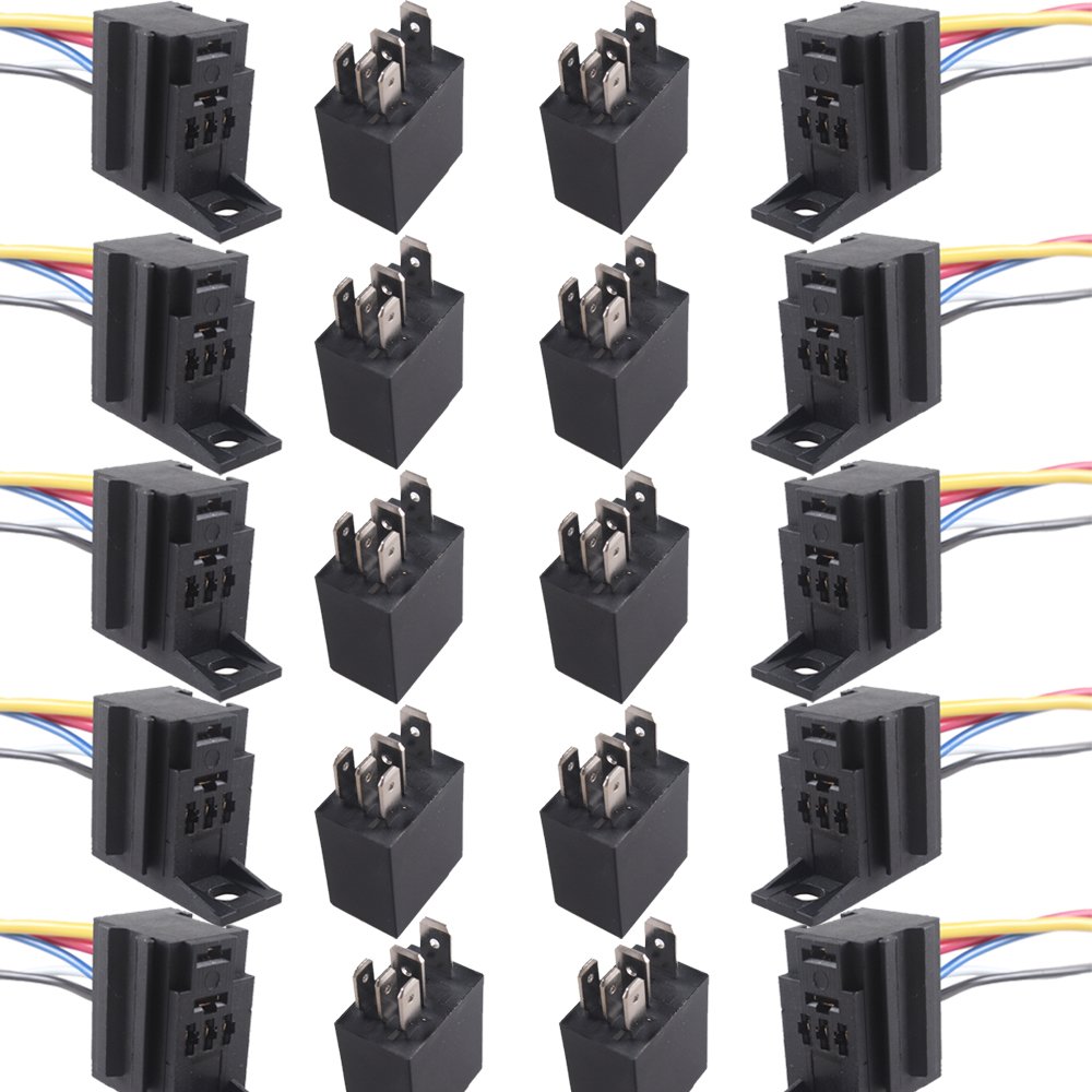 E Support™ 10 X 12V 30A 5-Polig SPDT KFZ Relais Schließer Auto Wechselrelais Leistungsrelais Buchse Stecker von ESUPPORT