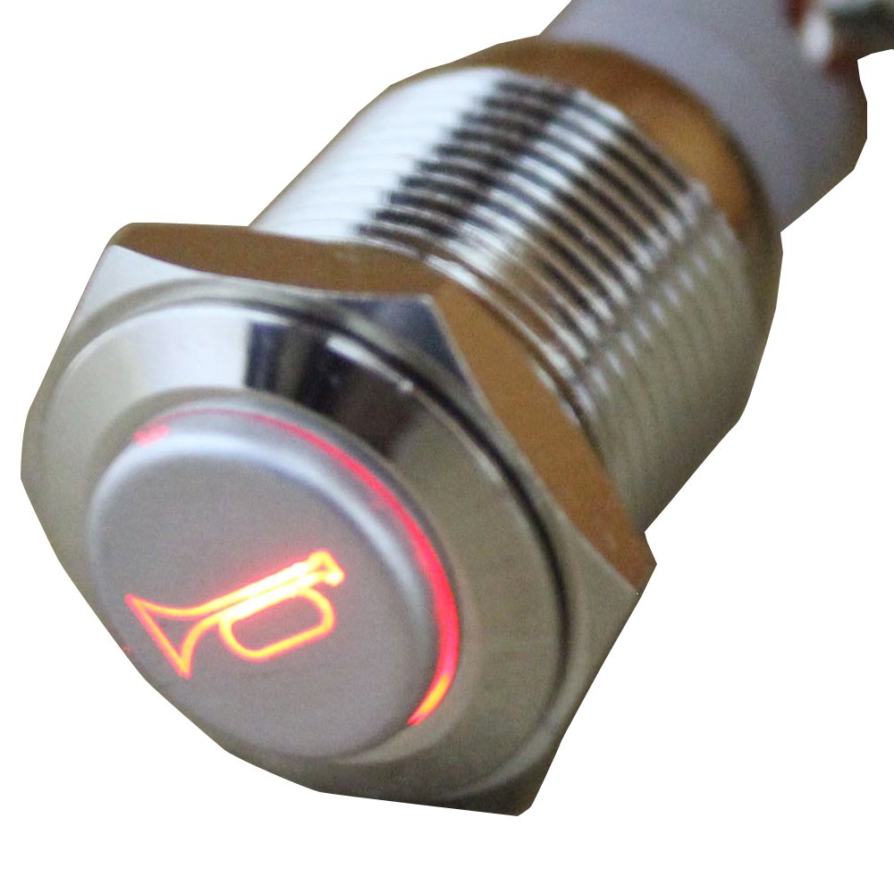 E Support™ KFZ Auto Boot Kippschalter Druckschalter Schalter Drucktaster Druckknopf 12V Rot LED Licht Metall Lautsprecher Horn von ESUPPORT