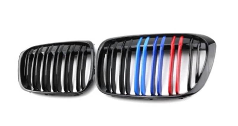 Kühlergrill Gitter Auto 1 Paar Frontgrills für X1 F48 2017–2019 glänzend Mattschwarz Nierengrill Auto-Frontstoßstangengitter Kühlergrill Auto Nieren von ESyem