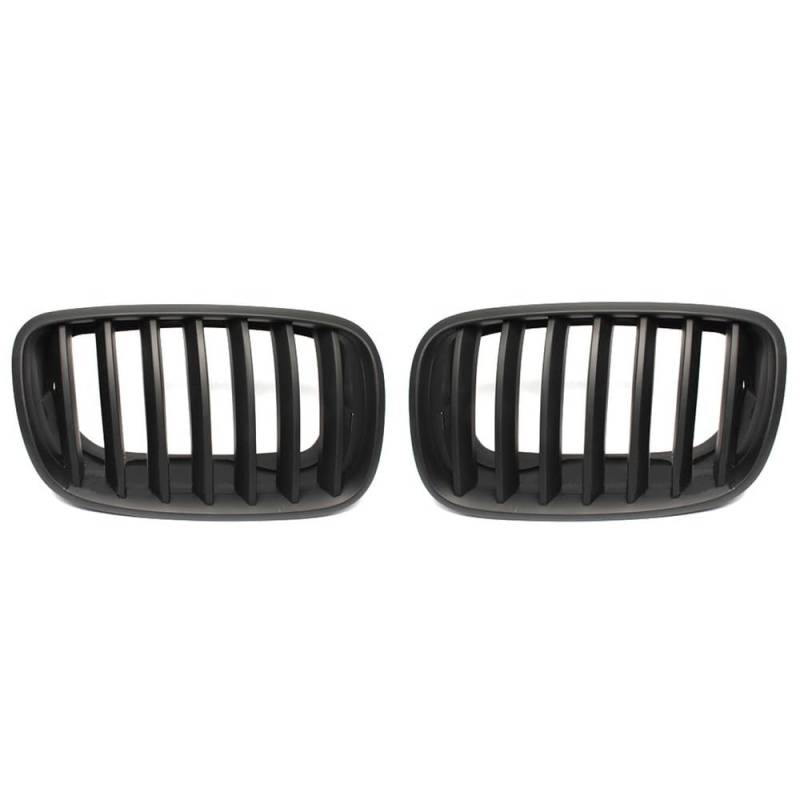 Kühlergrill Gitter Auto 1 Paar mattschwarzer Einzellamellen-Nierengrill-Frontgrill für X5 X6 E70 E71 2007–2012, Auto-Styling Kühlergrill Auto Nieren von ESyem