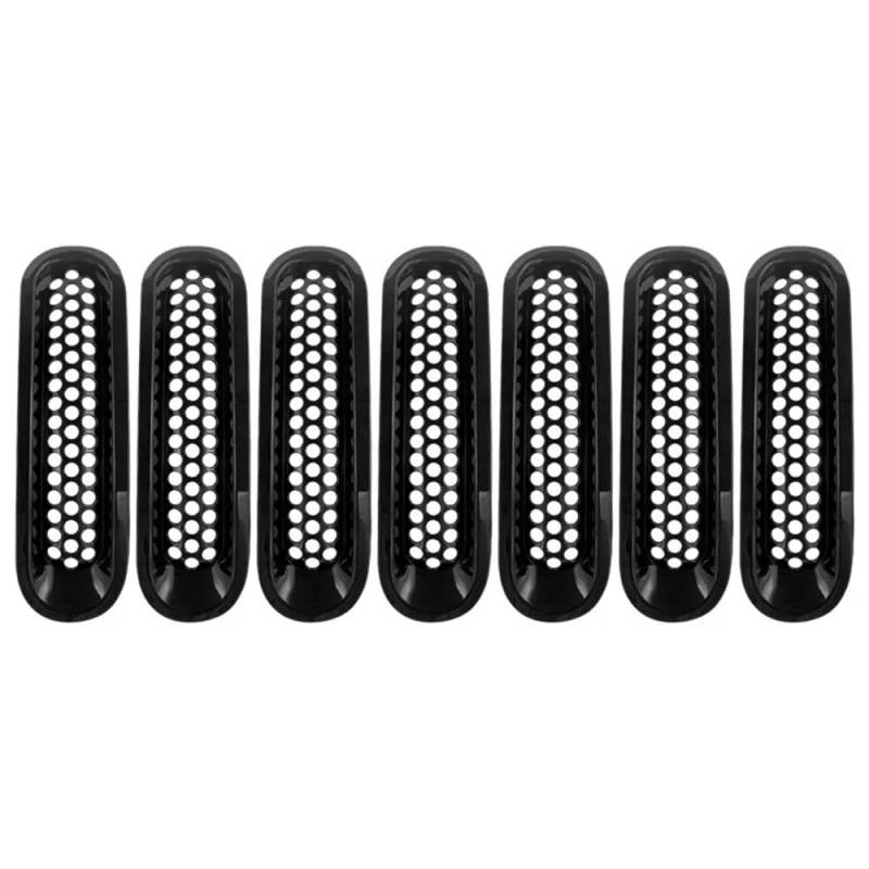 Kühlergrill Gitter Auto 7PCS Auto Vorderen Stoßfänger Für JK Wrangler 2007-2017 Ersatz Snap-On Schwarz Kühlergrill Außen Modifikation Teile Kühlergrill Auto Nieren von ESyem