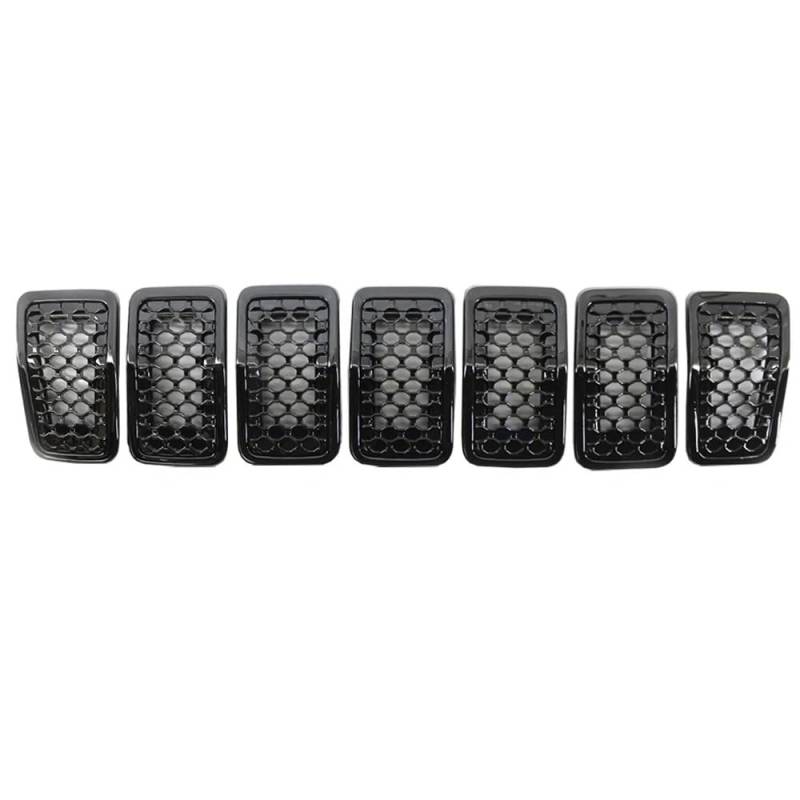 Kühlergrill Gitter Auto 7PCS Auto Vorderen Stoßfänger Zentrale Grill Abdeckung Trim Ersetzen Mesh Für Cherokee 2019 2020 2021 2022 Kühlergrill Auto Nieren von ESyem