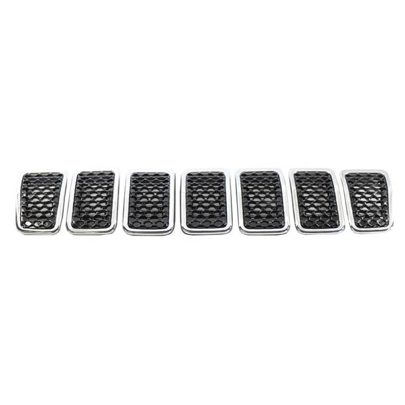 Kühlergrill Gitter Auto 7PCS Auto Vorderen Stoßfänger Zentrale Grill Abdeckung Trim Ersetzen Mesh Für Cherokee 2019 2020 2021 2022 Kühlergrill Auto Nieren von ESyem