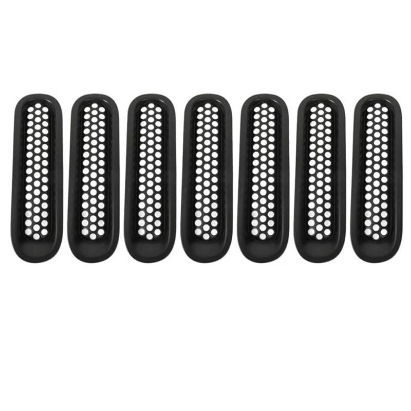 Kühlergrill Gitter Auto 7PCS Front Auto Grills Für 2007-2015 Für Wrangler JK 2 Tür & Unlimited 4 Tür Mesh Clip-in Einsätze Front Grille Mesh Guard Kühlergrill Auto Nieren von ESyem