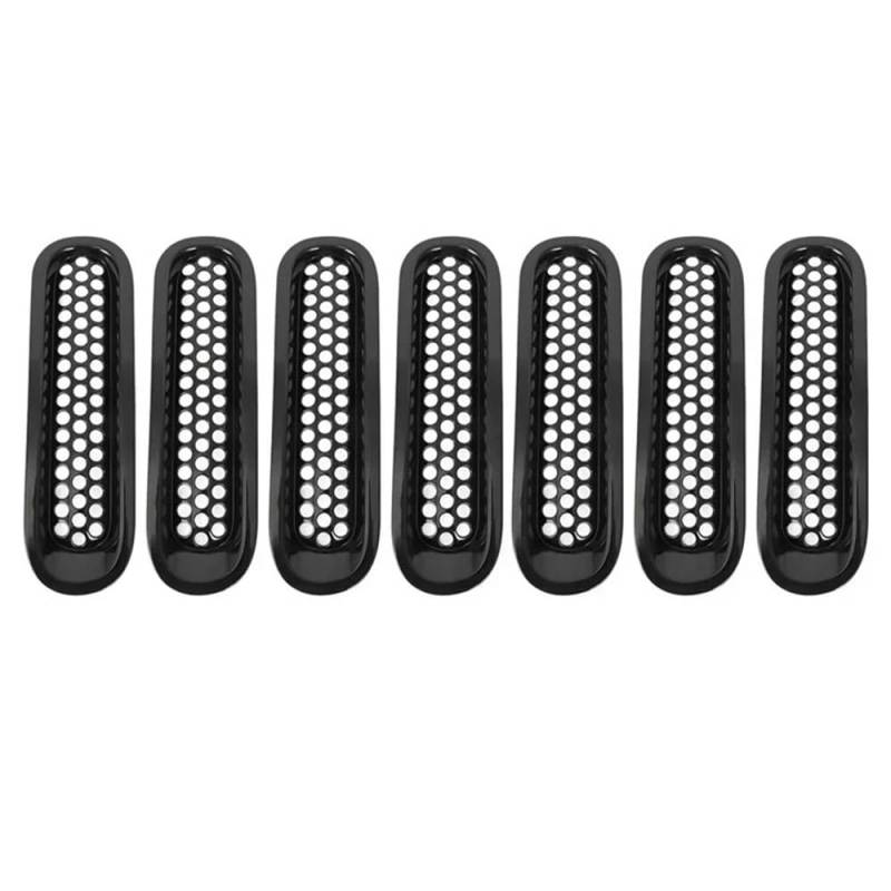 Kühlergrill Gitter Auto 7PCS Front Auto Grills Für 2007-2015 Für Wrangler JK 2 Tür & Unlimited 4 Tür Mesh Clip-in Einsätze Front Grille Mesh Guard Kühlergrill Auto Nieren von ESyem