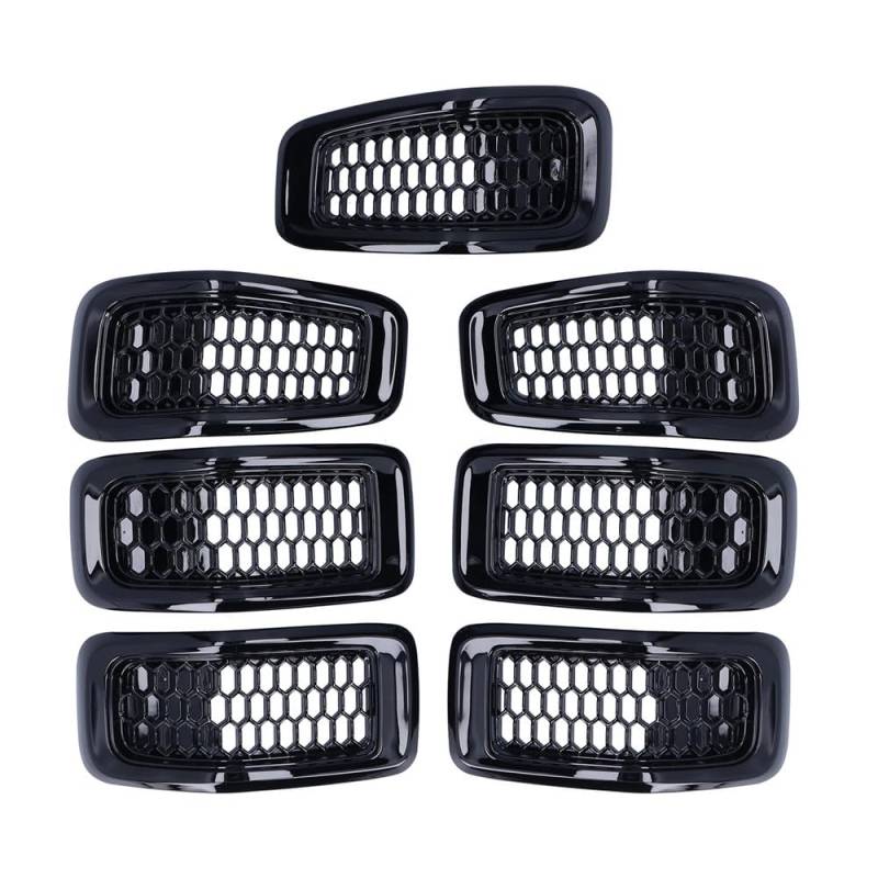 Kühlergrill Gitter Auto 7Pcs Auto Front Grill Einsatz Grille Mesh Abdeckung Auto Zubehör Für Cherokee 2014 2015 2016 2017 2018 Kühlergrill Auto Nieren von ESyem