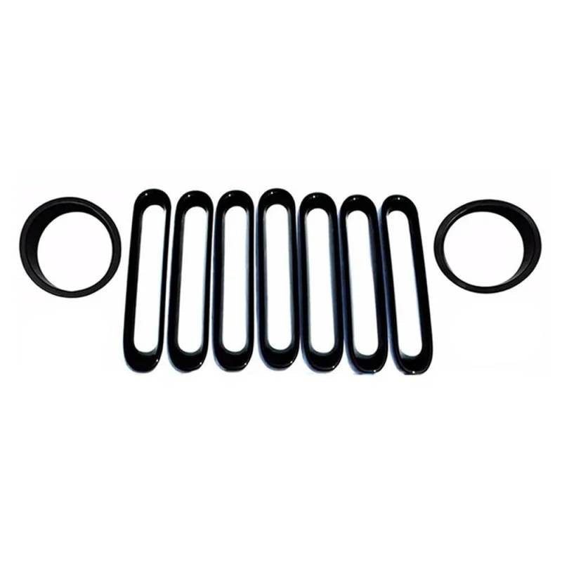 Kühlergrill Gitter Auto 9 Teile/Satz Front Mesh Grille Trim + Scheinwerfer Lünette Trim Abdeckung Für Wrangler JK 2007-2017 Auto Styling Kühlergrill Auto Nieren von ESyem